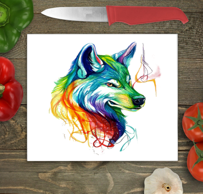 Wolf Glass Chopping Board, Wolf Cutting Board